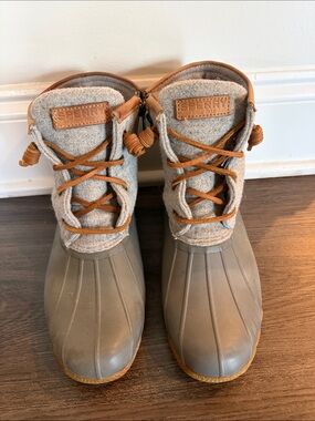 Sperry Grey and Brown Duck Boots